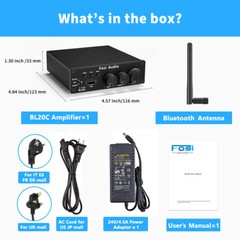 Fosi Audio BL20C Bluetooth 5.0 HiFi Audio Receiver Amplifier Integrated Amp 320W