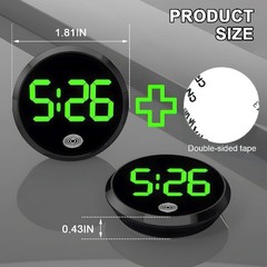 Digital Clock, Stick On Luminous Small Vehicle Electronic W Color: Black/Green