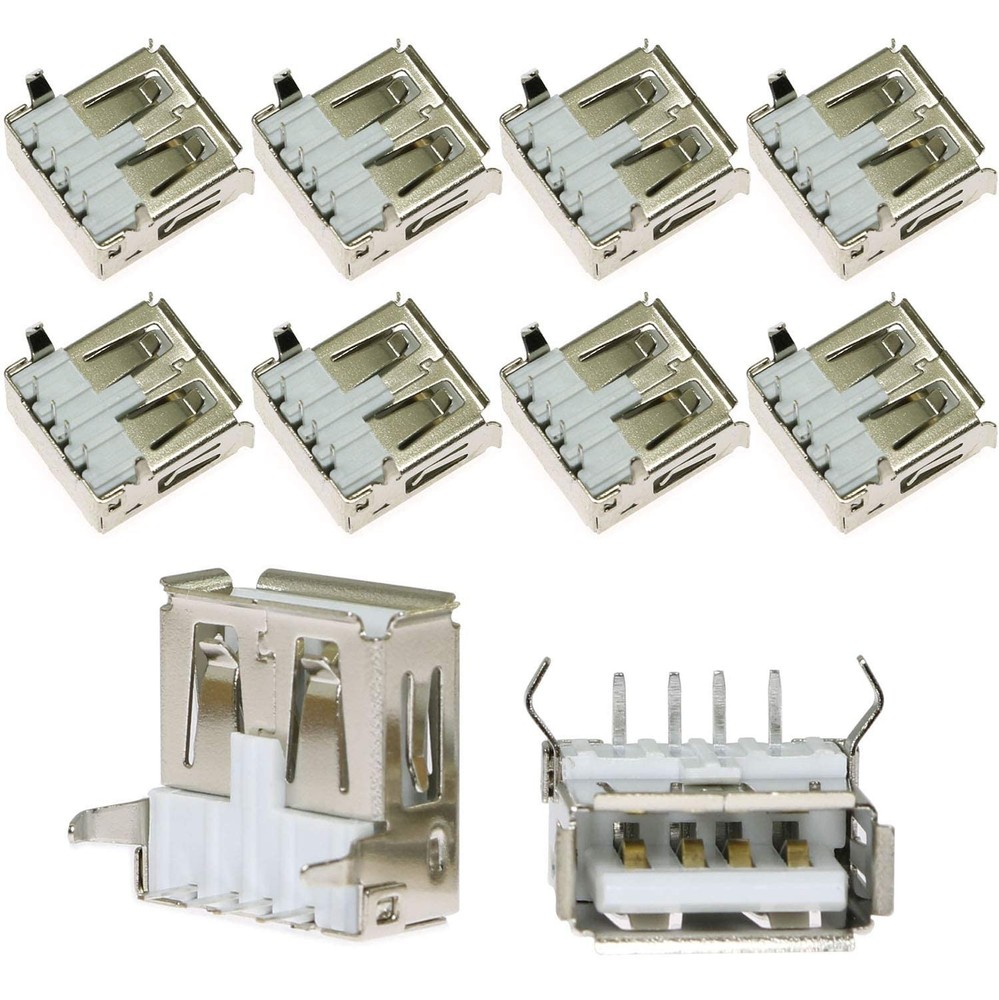 MEETOOT 10pcs 90 Degree 4-Pin USB Type A Standard Port Female Solder Jacks Co…