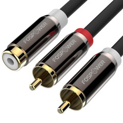 Fospower Y Adapter (8 Inch) 2 RCA (Male) to 1 RCA (Female) Stereo Audio Y Adapte