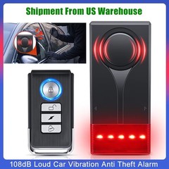 Wireless Car Vibration Alarm 108dB Loud Anti Theft Security For Door Window