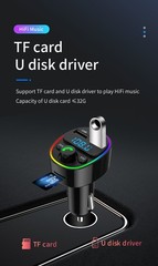Car phone charger BT FM Transmitter Player handsfree support U disk TF card