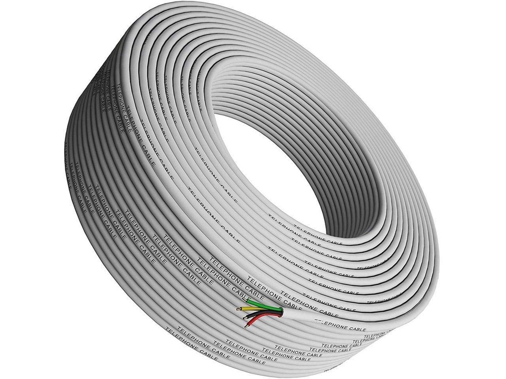Cable 300ft Rounded White Roll (100m Long) 4×1/0.4 26 AWG Gauge Solid Wire -R…