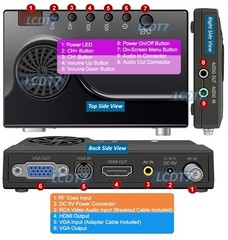 Universal Analog CATV Tuner RF Coax RCA AV To 1080p HD VGA Up Converter