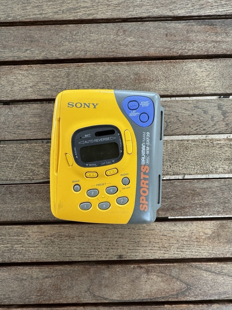 Sony Walkman WM-SXF39 Sports Radio Cassette Player AM/FM Yellow Gray see descrip