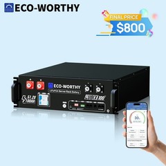 ECO-WORTHY 5120Wh 48V 100AH LiFePO4 Lithium Battery UL1973& UL9540A& CEC Listed.