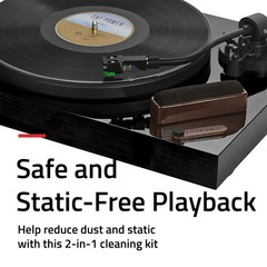 Fluance Vinyl Record Cleaning Kit with Velvet Record Brush and Stylus Brush