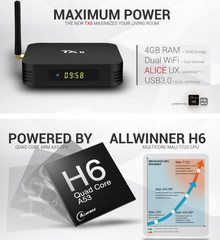 TX6 4K Android 9.0 TV Box Allwinner H6 4GB+32GB Dual Band WiFi Media Player