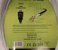 Electra Cell HDMI 9 Foot Audio Video Cable 24k Gold Plated Connectors