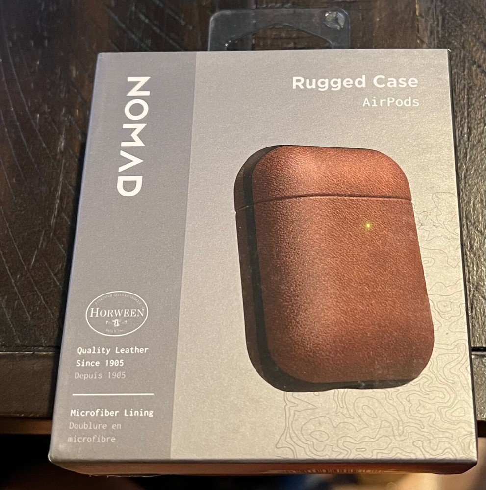 NEW Nomad Rugged Case for Apple Airpods 1 & 2 Gen – Rustic Brown Leather