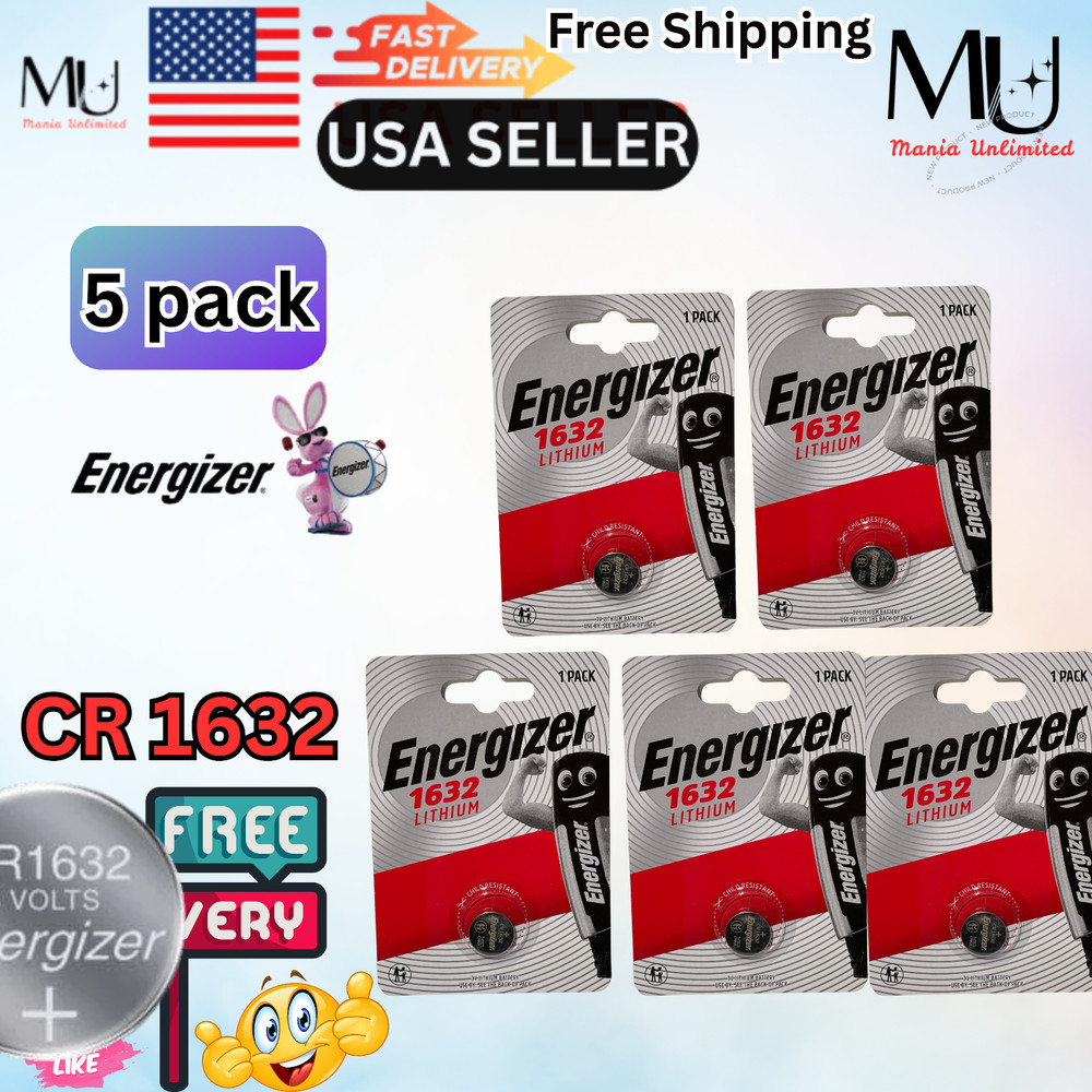 5X Pack Energizer CR 1632 ECR1632 Fresh Stock Lithium 3V Battery Exp Date 2034+