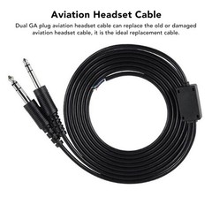 Aviation Headset Replacement Cable 6.6ft Dual GA Plug For David Clark/AVCOMM
