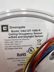 Cooper Greengate Ceiling Occupancy Sensor 10-30VDC Class 2,32 KHz OAC-DT-1000-R