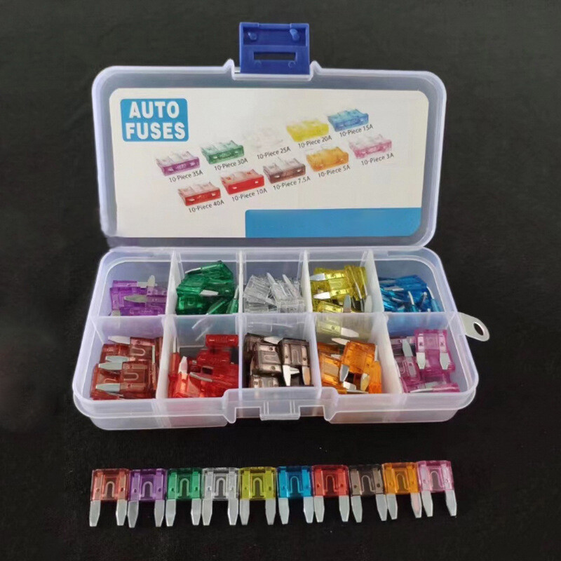 100×Mini Blade Fuse Kit Car Fuses Assortment Kit 3/5/7.5/10/15/20/25/30/35 40Amp