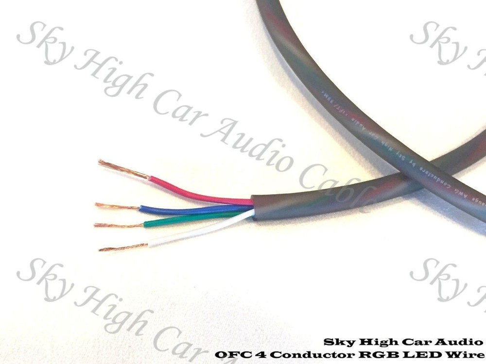 10 FT OFC 4 Conductor Sky High Wire Cable Speaker Trailer Copper LED