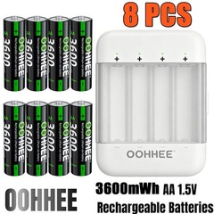 NEW 8PCS AA 3600mWh 1.5V Rechargeable Lithium Battery with Charging Storage Box