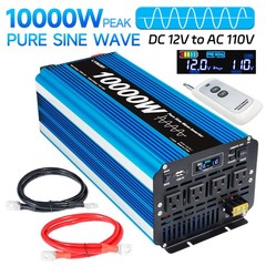 5000W Pure Sine Wave Power Inverter 12V DC to 110V AC 10000W Peak Heavy Duty