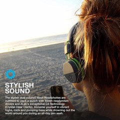 JLab Audio Neon Bluetooth Folding Headphones w/ Universal Mic – Gray/Green