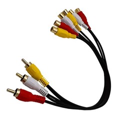 1ft 3 RCA Male Jack to 6 RCA Female Plug Splitter Audio Video Av Adapter Cable