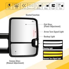 Painted Tow Mirror Switchback Lights Compatible with 2003-2007 Chevy Black