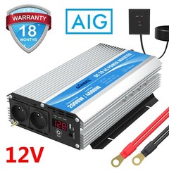 GIANDEL Power Inverter 2000 Watts DC 12V to AC 230V 240V with Dual FR Sockets