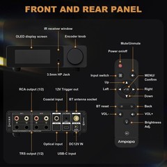 Ampapa Q1 Bluetooth USB DAC w/ ESS9039+AK4493 Chip, XMOS XU316, VU Meters