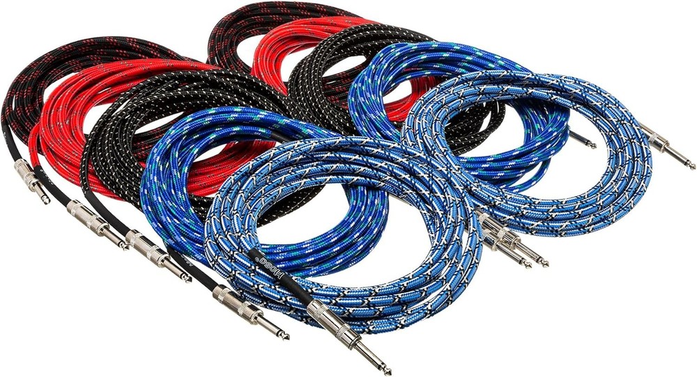 Hosa 3GT-PAK Cloth Guitar Cable, Hosa Straight to Same, 18 ft, Assorted Colors