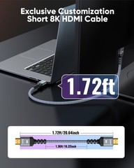 8K HDMI Cable Ultra High Speed 48Gbps Braided 1.7ft for PS5 Monitor PC