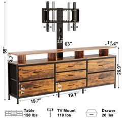 GUNAITO TS-HD049RB-SL TV Stand with Adjustable Mount for TVs up to 75 in, Rustic