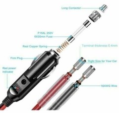 2 Pack 12V Fused LED Light Cigarette Lighter Male Plug Replacement with Leads