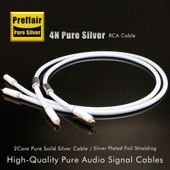 Pair Hi-Fi 5N Pure Silver Audio RCA Cable Hi-end RCA Connector Interconnect Wire