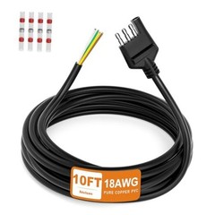 4 Way Trailer Wiring Harness 10FT Jacketed Cable, 18AWG 4 Pin Flat 18AWG 10FT