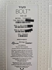 TiVo Bolt 3TB SSD 4K UHD Media Streaming TCD849500 w/ Remote & Lifetime service