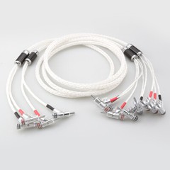 Pair Silver Plated 8N OCC Bi-wire HiFi Speaker Cable Banana Loudspeaker Cord
