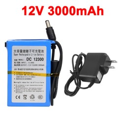 Rechargeable Li Battery 12V DC Portable Battery Pack with US Plug Charger Switch
