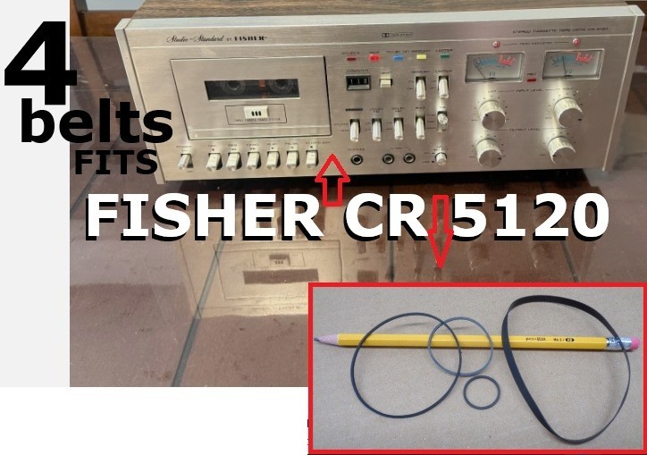 4 PCS BELT KIT FITS FISHER CR 5120 SINGLE CASSETTE DECK (4 NEW BELTS)!