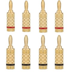 8PCS 24k Gold Plated Speaker Banana Plugs-Closed Screw Type HIFI audio Cable