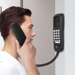 Black Corded Telephone Landline Phone for Home Office Desk Wall Mountable New