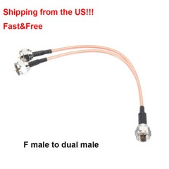 F Type Coax Cable Splitter To F Dual Male 3 Way RG316 Coaxial Cable 15cm NEW