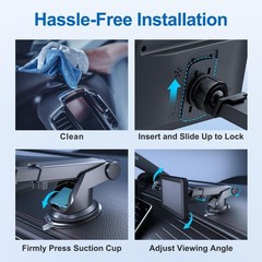 EWAY Suction Cup Mount for CarPlay Display, Backup Camera Monitor, Black
