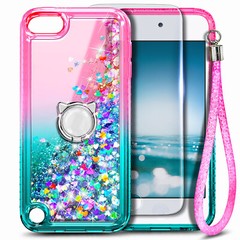 For iPod Touch 5th 6th 7th Case Glitter Ring Holder + Lanyard & Screen Protector
