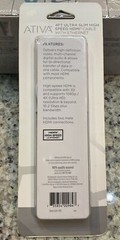 ATIVA ULTRA SLIM HIGH SPEED HDMI CABLE w/ETHERNET 4ft White 529-799 3D/4K NEW
