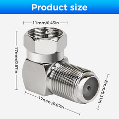 90 Degree Coaxial Connector 10 Pack, Right Angle F-Type RG6 Male to Female Coax