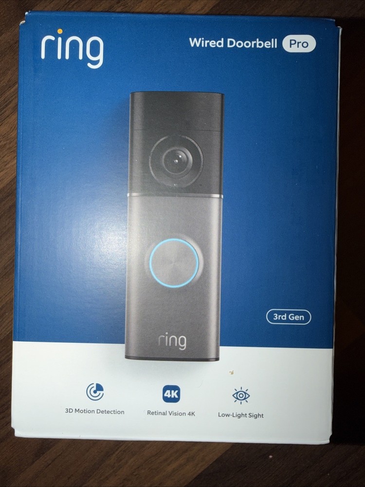 Ring – Wired Doorbell Pro (3rd Gen) Retinal 4K for ultra-clear video, 10x Z…