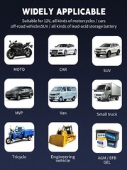 12V 6A Smart Car Battery Charger Pulse Repair for AGM LiFePO4 Motorcycle SUV