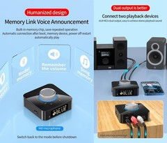 Bluetooth 5.0 Audio Adapter Receiver Transmitter for Home Stereo TV AUX RCA USB