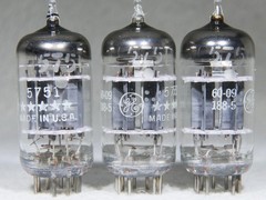 Matched Trio GE Five Star 5751/12AX7/ECC83 Triple Mica O-Getter USA Very Strong