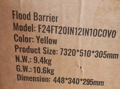 Vevor Flood Barrier 24Ft Length x 12in Height Reusable PVC Water Diversion Tubes