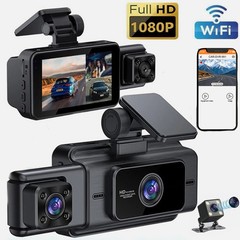4K Dual Lens Car DVR Camera Dash Cam Front+Rear+Inside Video Recorder G-Sensor