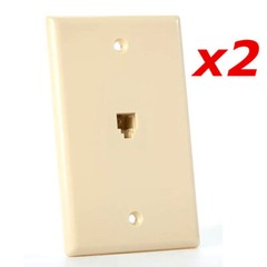 2 Pack – 1-Port RJ11 6P4C Smooth Telephone Phone Jack Face Wall Plate – Ivory